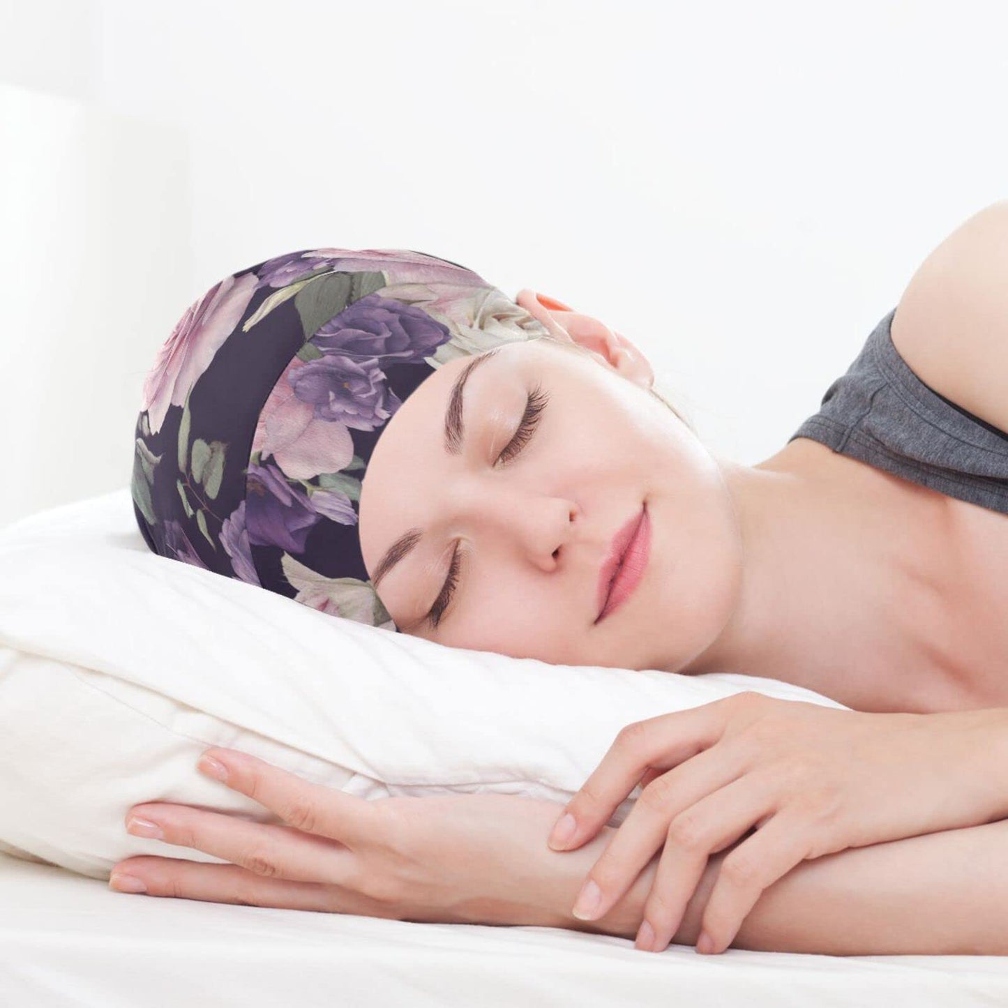 Satin Bonnet Lined Sleep Cap Hair Wrap Cover Slouchy Beanie for Curly Hair Protection for Gifts for Men Women Dark Blue Stars