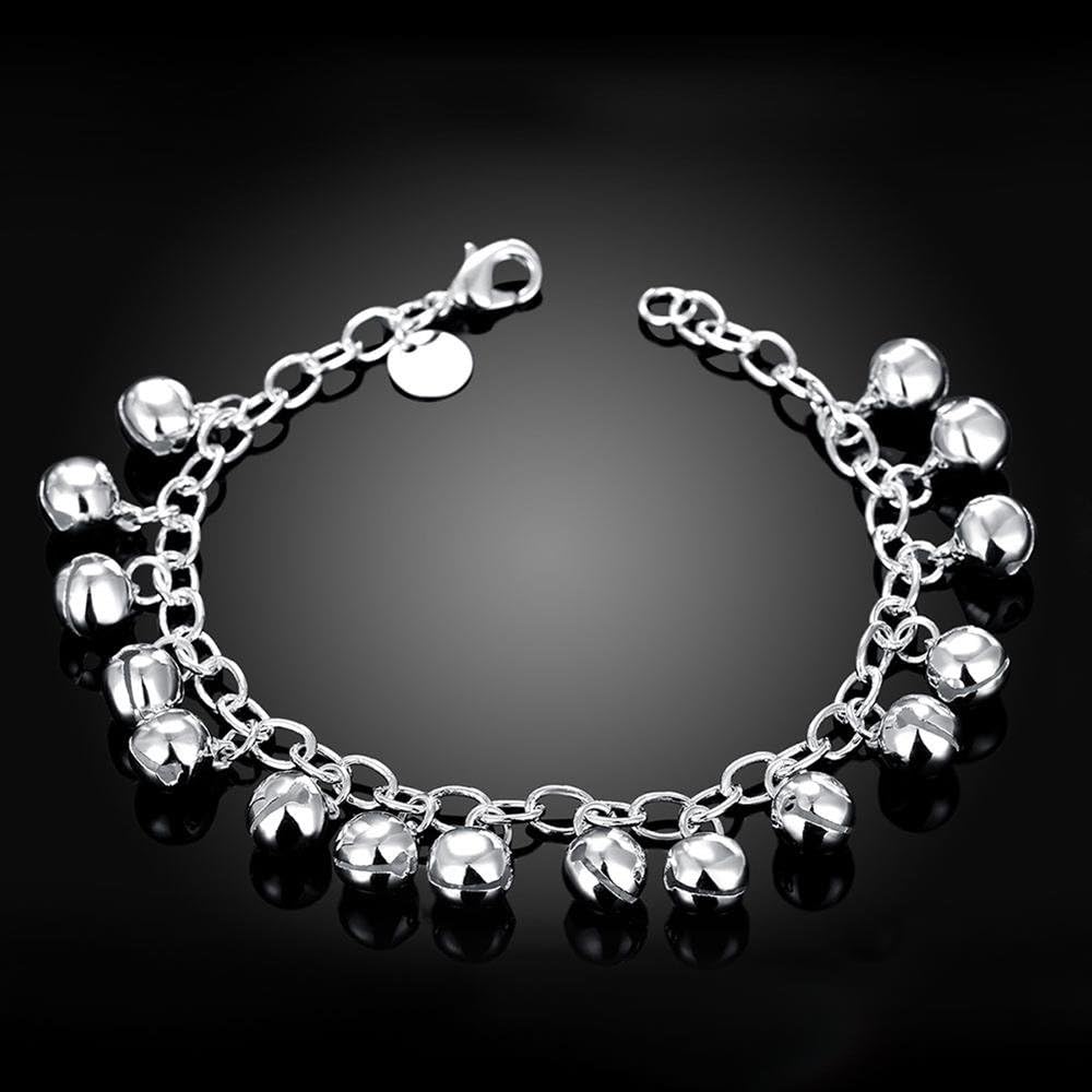 WDIYIEETN 925 Sterling Silver Bells Chain Adjustable Bracelet for Women