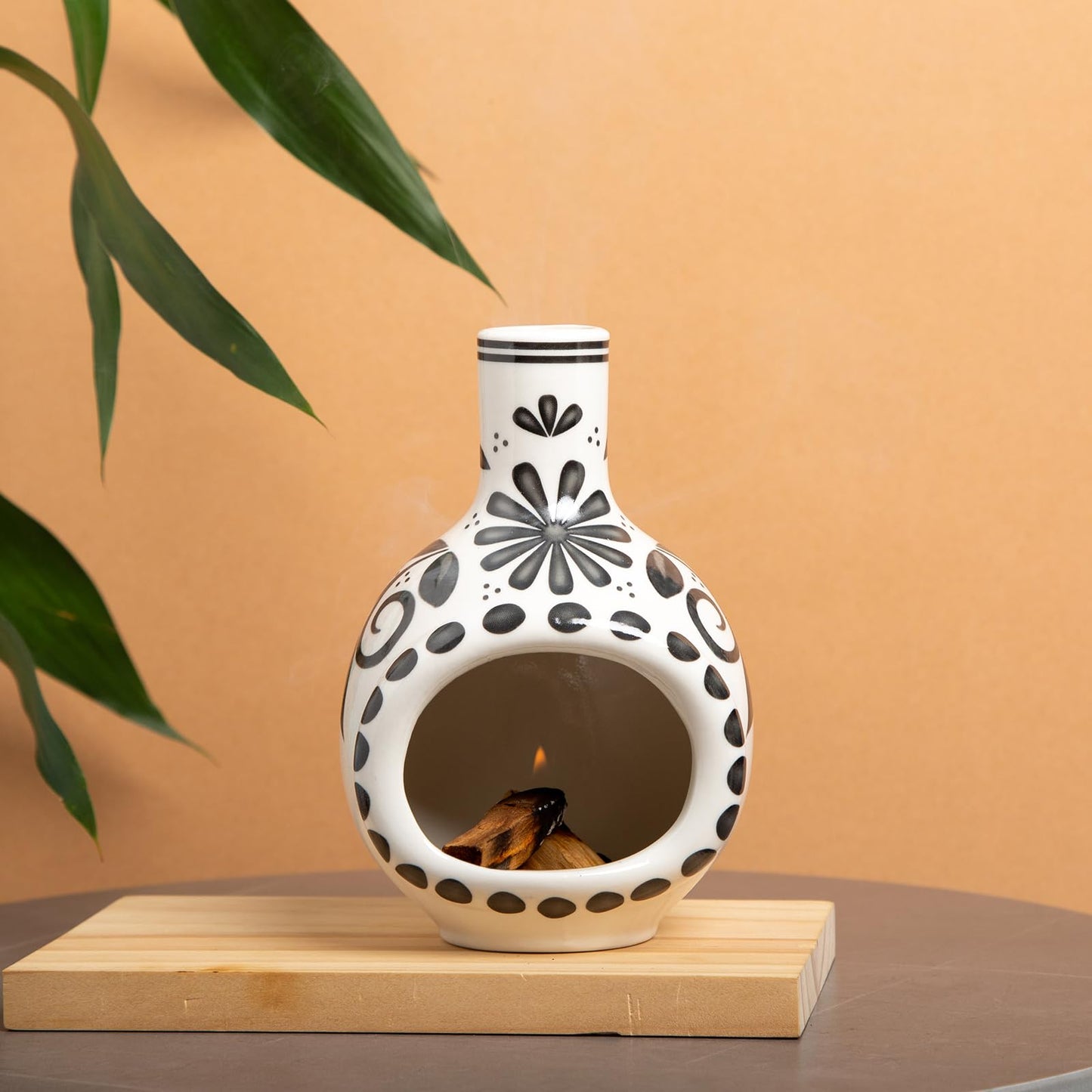 Handmade Ceramic Palo Santo Holder Burner - Mini Chimenea Incense Dish for Palo Santo and Sticks - Sage Holder for Meditation Decor