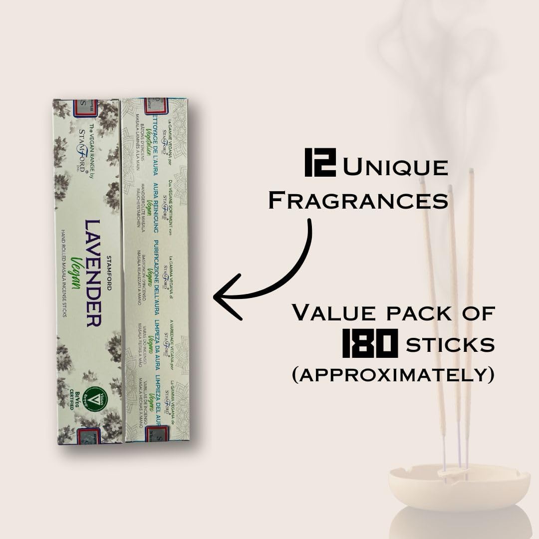 Satya Premium Mix Assorted Incense Sticks Set of 12 Pack | for Meditation, Aromatherapy, Healing, Yoga, Positivity and Relaxation | 180 Sticks (12Packs X 15Sticks)