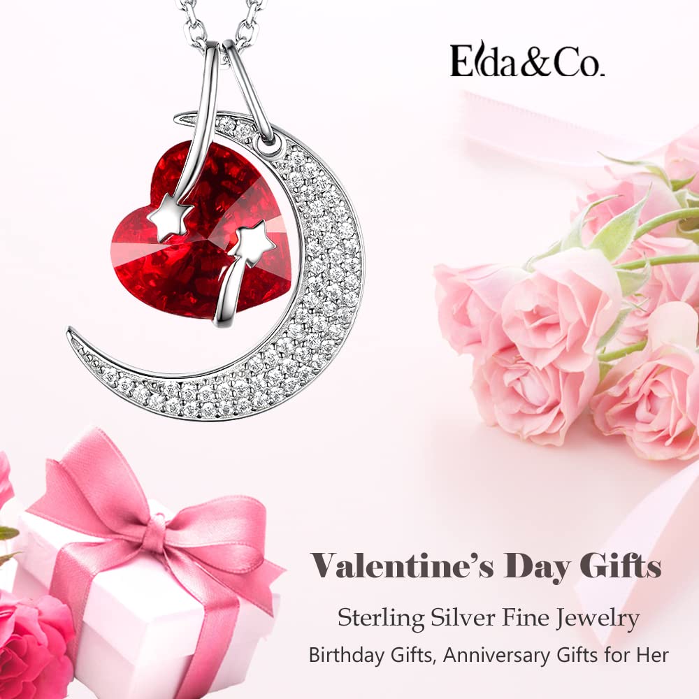 I Love You to the Moon and Back Half Moon Necklace Jewelry Birthday Gifts Mom Wife January February Birthstones Garnet Amethyst and More Stones 925 Sterling Silver