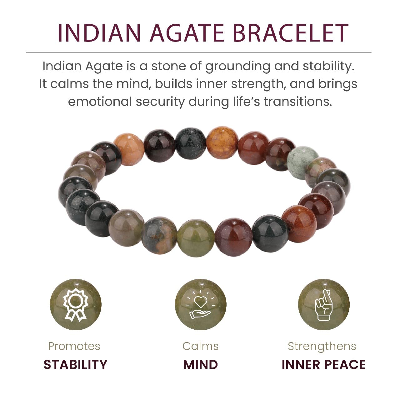 Crystal Vibe Handmade Natural Amethyst Bracelet for Women - Stretchable 8mm Bead Bracelet - Adjustable size Crystal Bracelet for Women