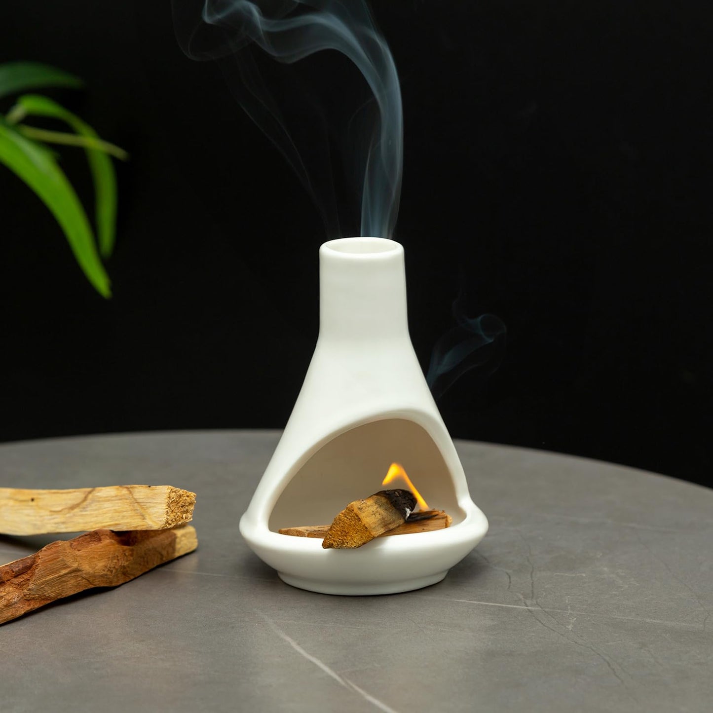 Handmade Ceramic Palo Santo Holder Burner - Mini Chimenea Incense Dish for Palo Santo and Sticks - Sage Holder for Meditation Decor