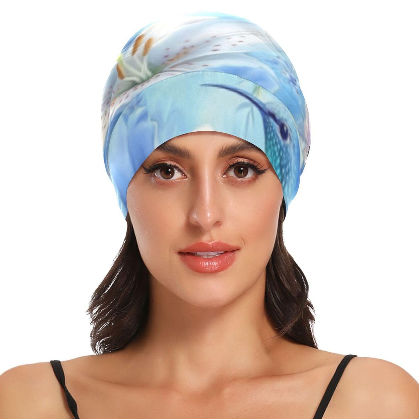 Satin Bonnet Lined Sleep Cap Hair Wrap Cover Slouchy Beanie for Curly Hair Protection for Gifts for Men Women Dark Blue Stars