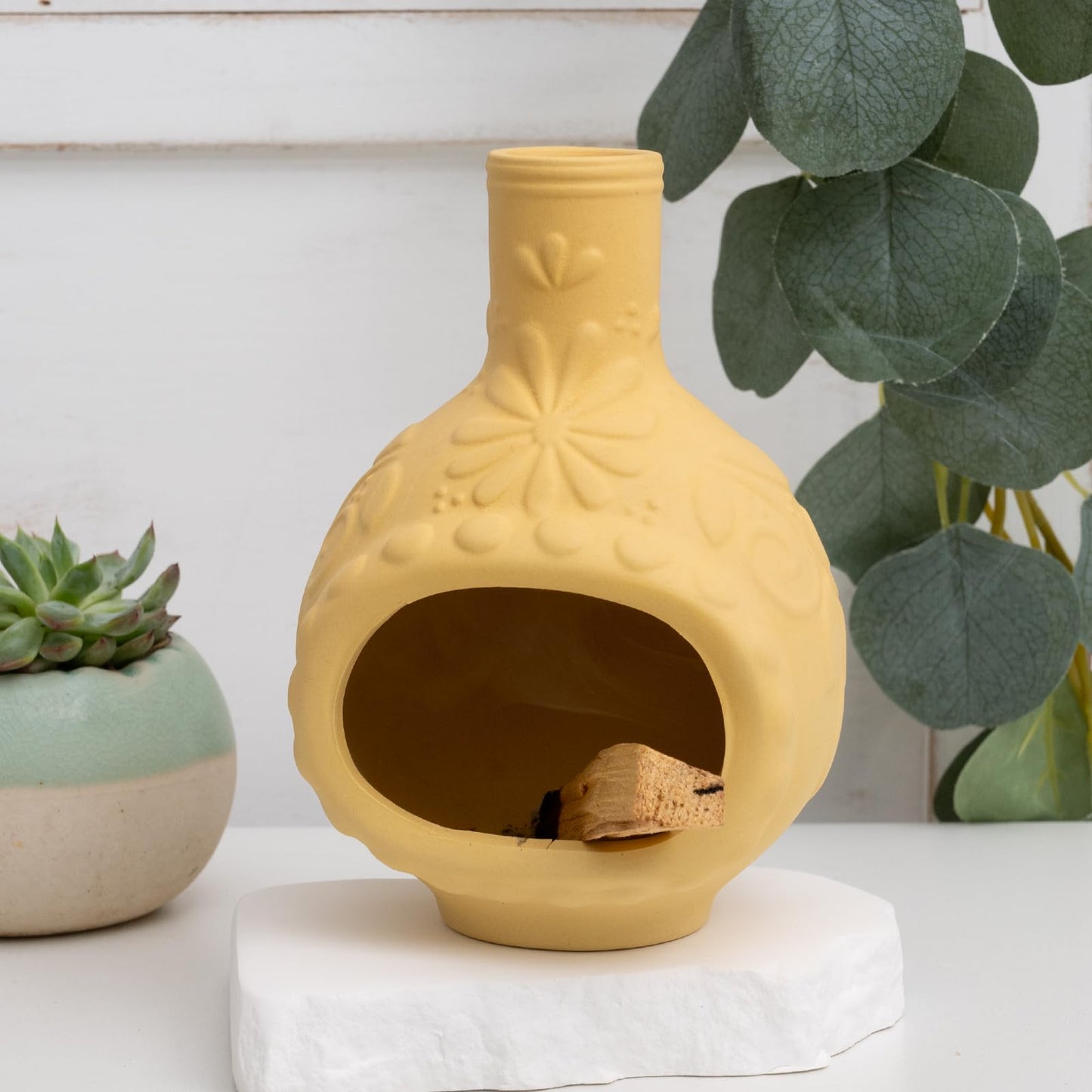 Handmade Ceramic Palo Santo Holder Burner - Mini Chimenea Incense Dish for Palo Santo and Sticks - Sage Holder for Meditation Decor