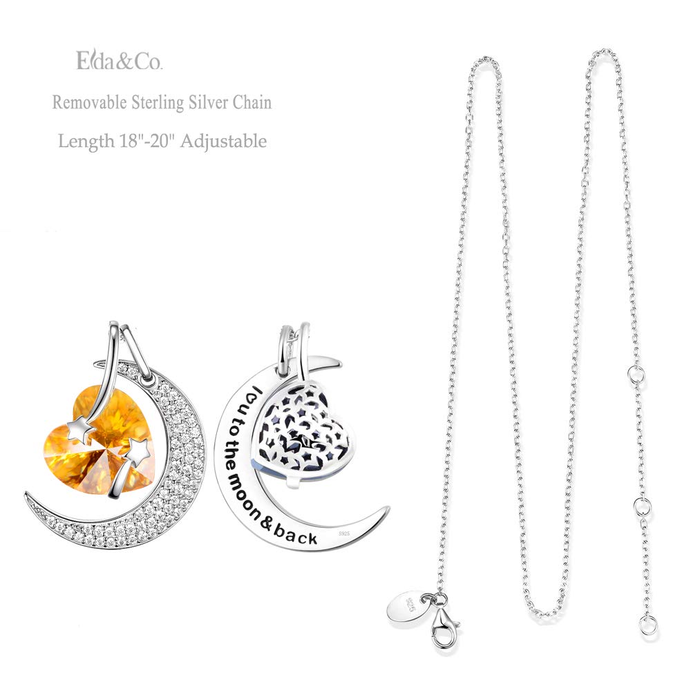 I Love You to the Moon and Back Half Moon Necklace Jewelry Birthday Gifts Mom Wife January February Birthstones Garnet Amethyst and More Stones 925 Sterling Silver