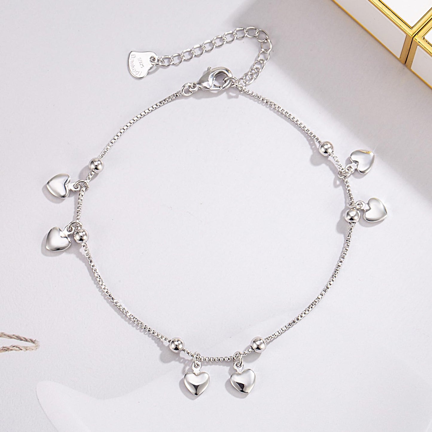 Dainty 925 Sterling Silver Infinity Heart Anklet and Bracelets Woman Adjustable Chain Beach Barefoot Foot Jewelry Gift For Wife Her