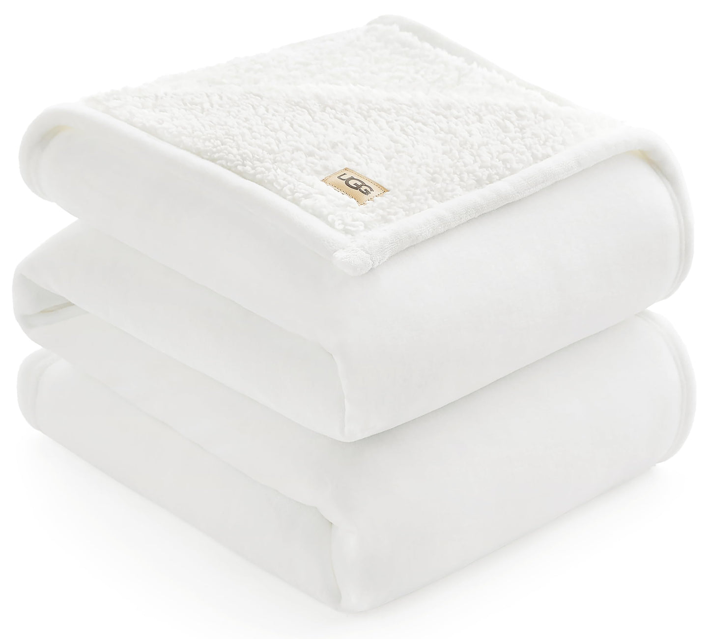 UGG Nita King/California King Blanket Fleece Fluffy Reversible Soft Fuzzy Bedding Cozy Plush Warm Oversized Blanket Machine Washable Bedroom Decor for Big Couch Bed, 110-inch x 90-inch, White Snow