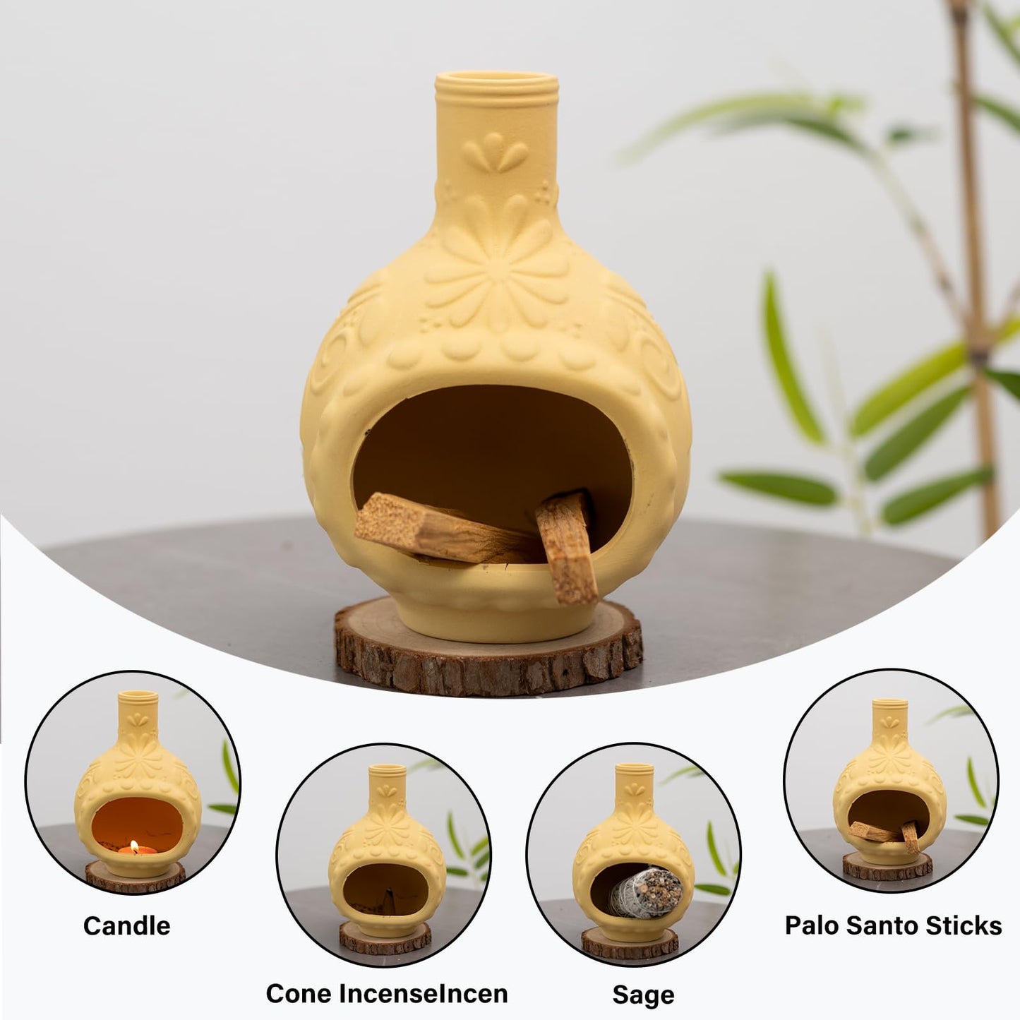 Handmade Ceramic Palo Santo Holder Burner - Mini Chimenea Incense Dish for Palo Santo and Sticks - Sage Holder for Meditation Decor