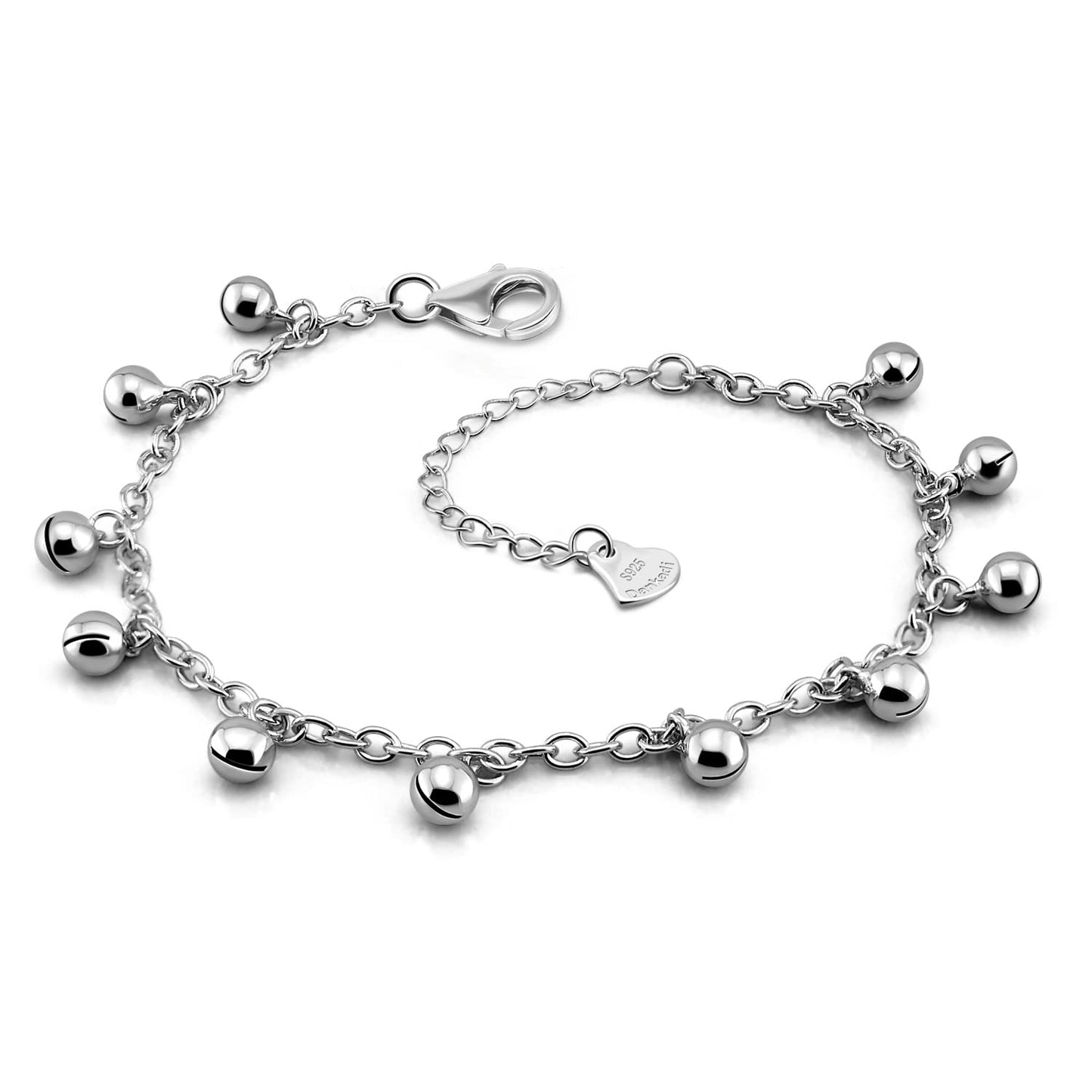 Delicate Women 925 Sterling Silver Ankle Bracelets Cute Bell Chain Beach Anklet Bracelet Boho Adjustable Size Anklet Jewelry Gift for her