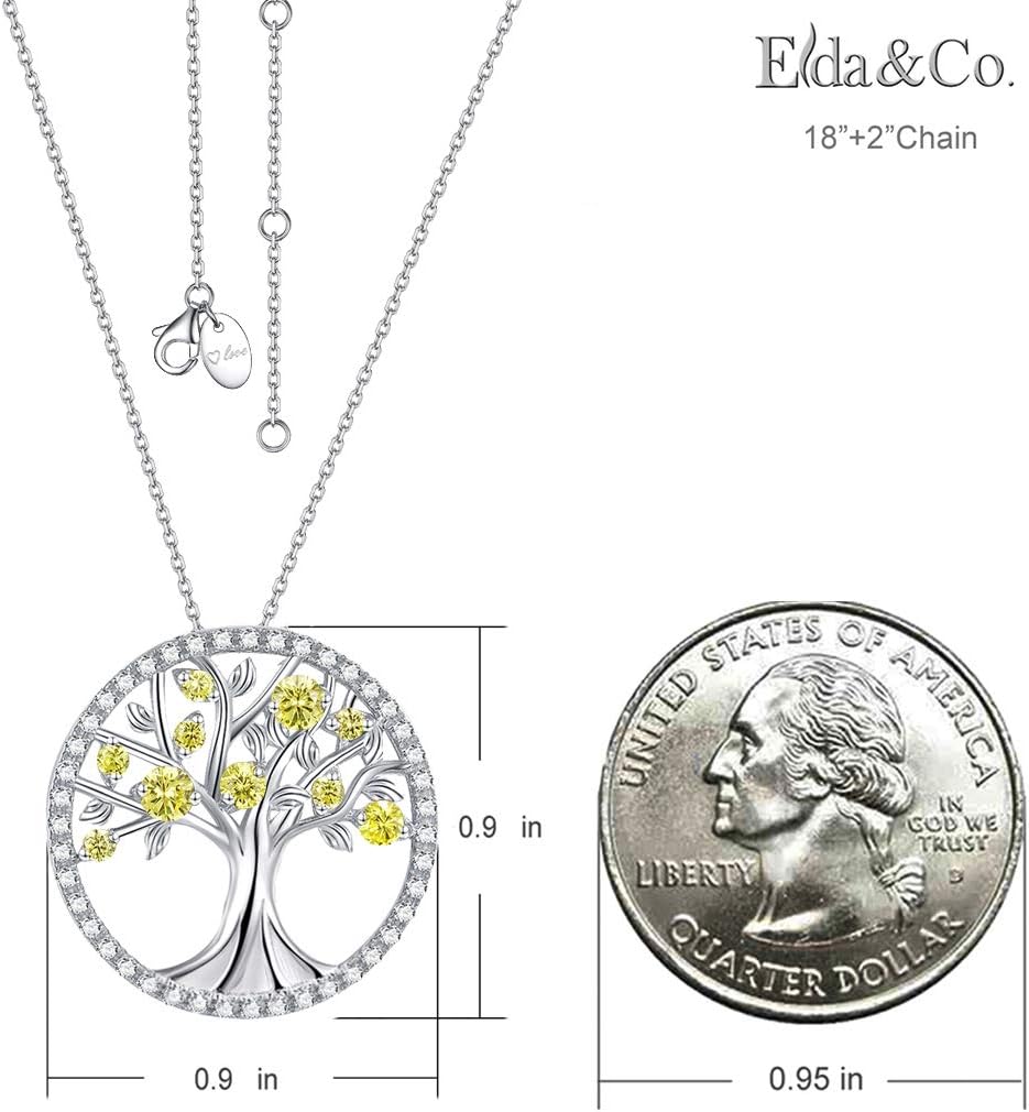 Tree of Life Necklace Birthday Gifts for Wife Mom January February Birthstones Necklace Garnet Amethyst and More Stones Jewelry 925 Sterling Silver