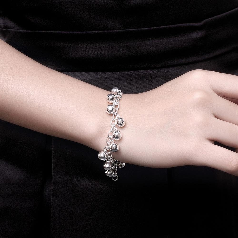 WDIYIEETN 925 Sterling Silver Bells Chain Adjustable Bracelet for Women
