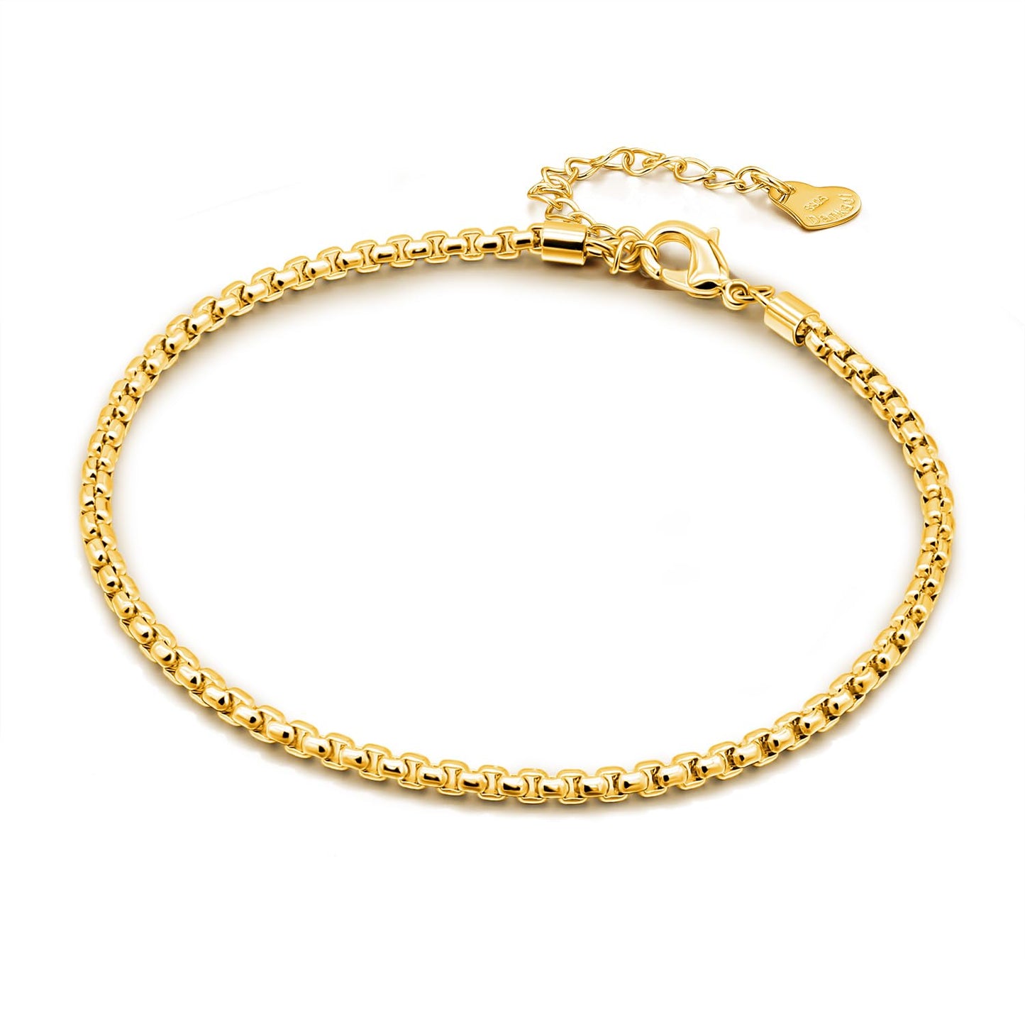 Dankadi Women 925 Sterling Silver Anklets Bracelet Men Simple Chopin/Box Chain/Twist Rope Chain Summer Beach Foot 24k Gold Plated Jewelry Gift