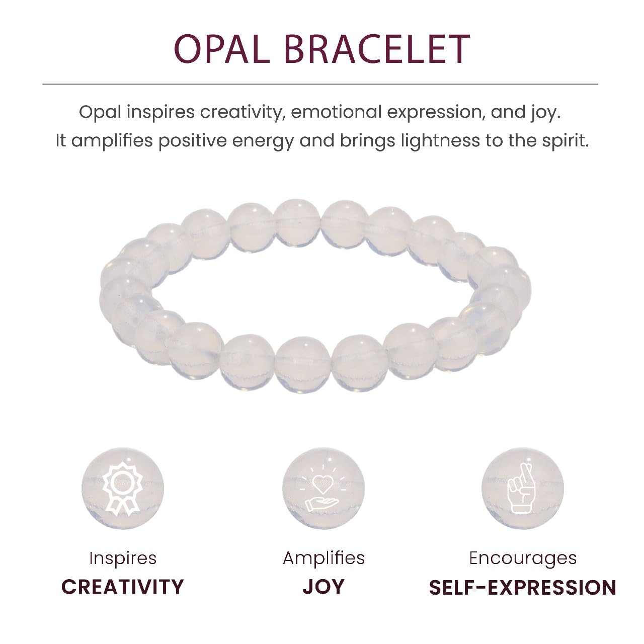 Crystal Vibe Handmade Natural Amethyst Bracelet for Women - Stretchable 8mm Bead Bracelet - Adjustable size Crystal Bracelet for Women