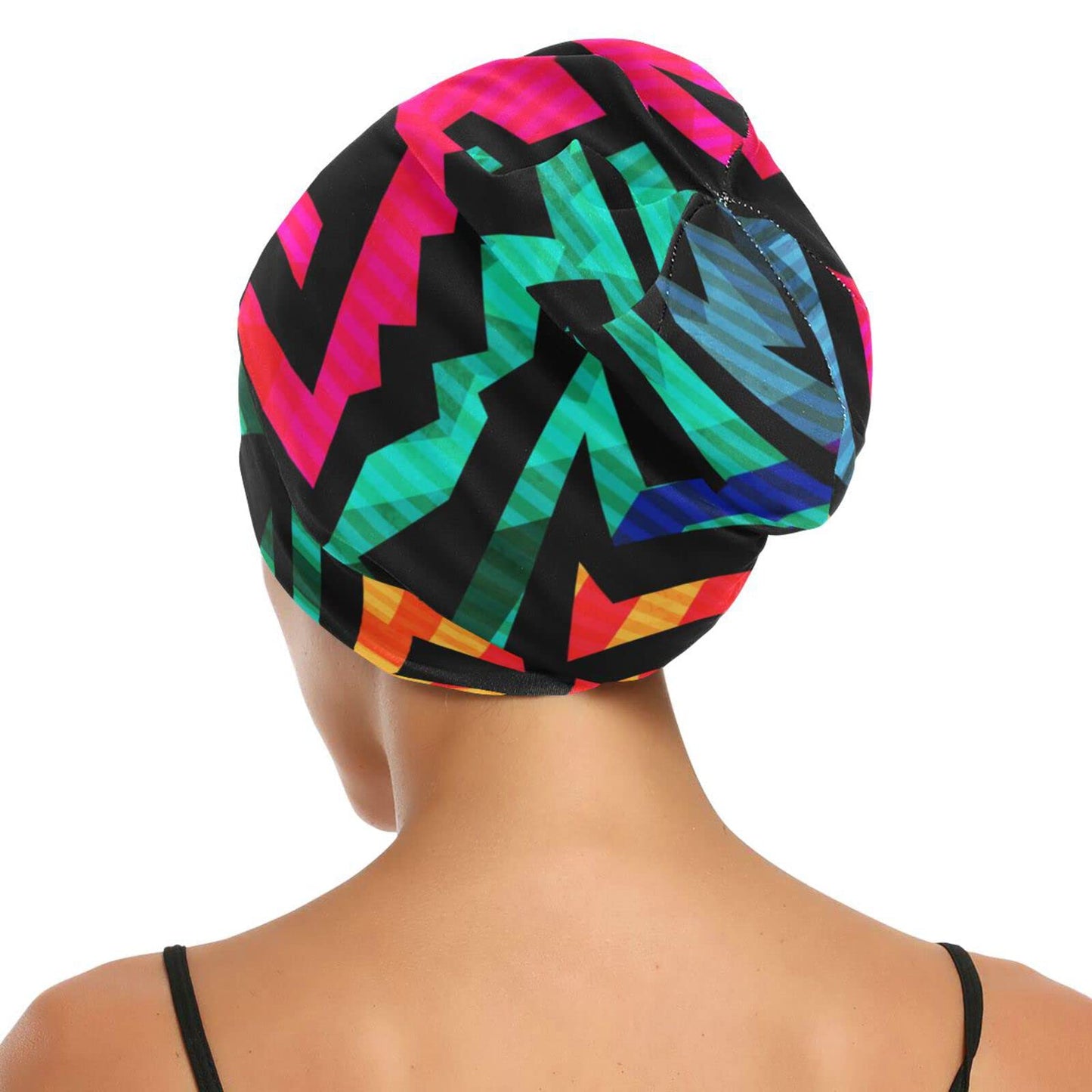 Satin Bonnet Lined Sleep Cap Hair Wrap Cover Slouchy Beanie for Curly Hair Protection for Gifts for Men Women Dark Blue Stars