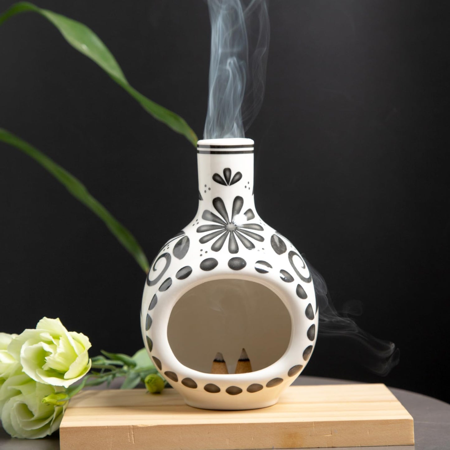 Handmade Ceramic Palo Santo Holder Burner - Mini Chimenea Incense Dish for Palo Santo and Sticks - Sage Holder for Meditation Decor