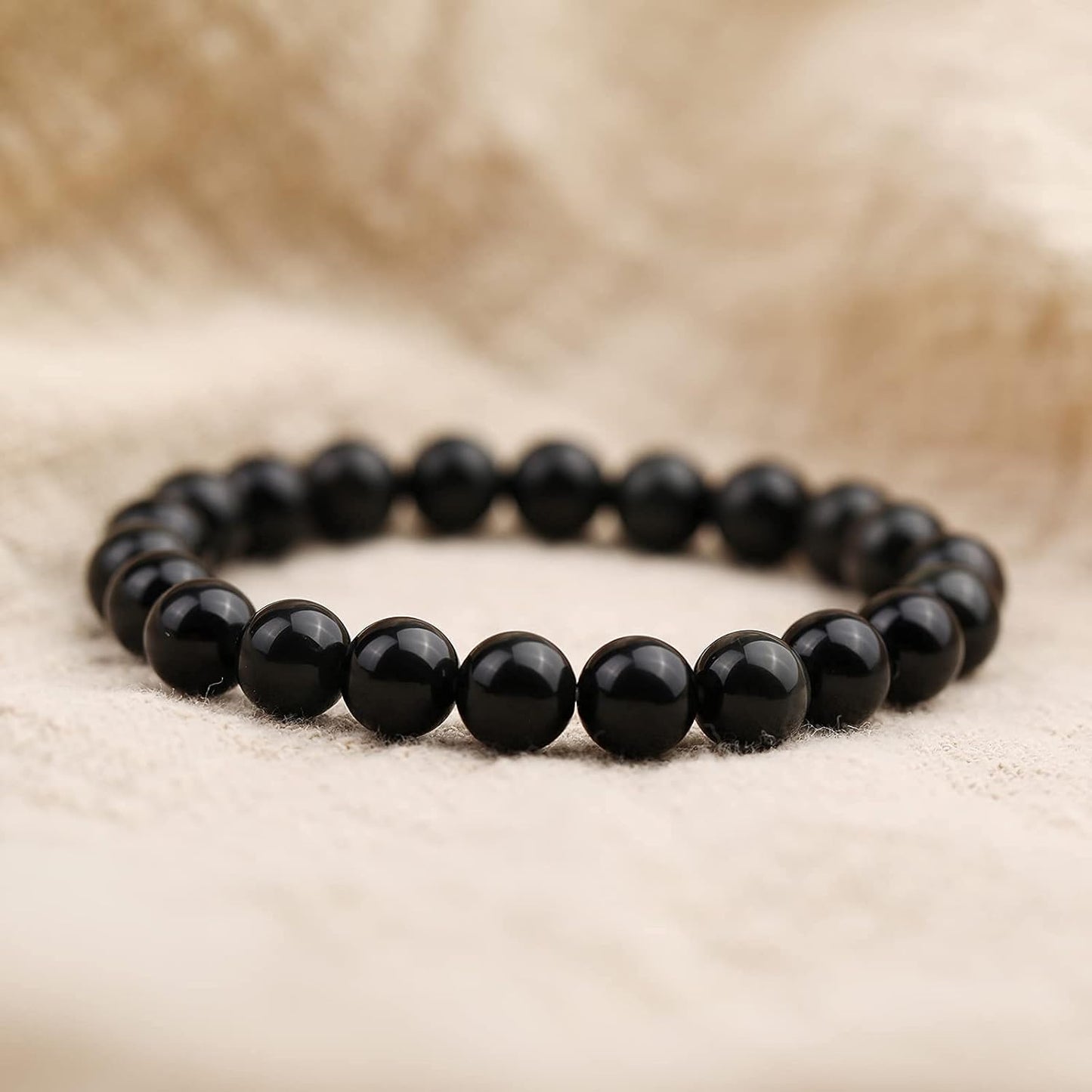 Crystal Vibe Handmade Natural Amethyst Bracelet for Women - Stretchable 8mm Bead Bracelet - Adjustable size Crystal Bracelet for Women