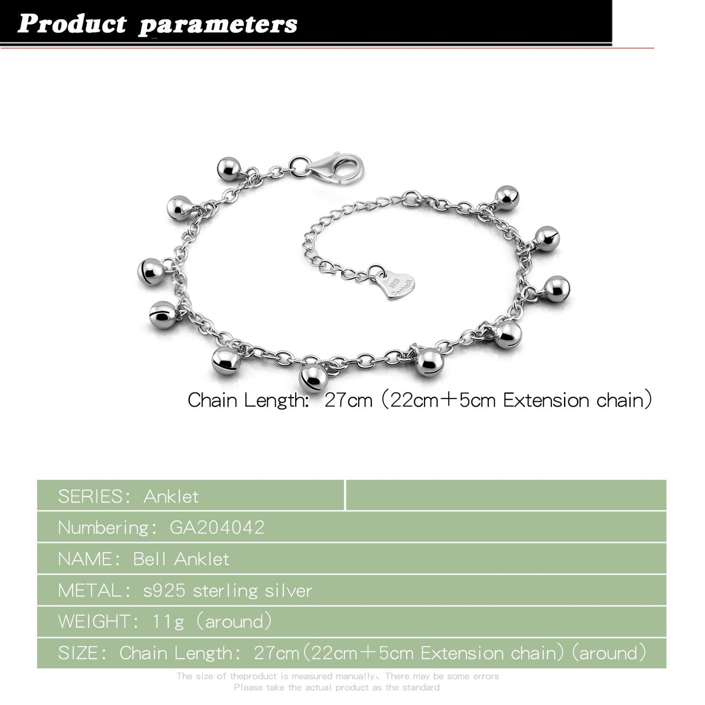 Delicate Women 925 Sterling Silver Ankle Bracelets Cute Bell Chain Beach Anklet Bracelet Boho Adjustable Size Anklet Jewelry Gift for her