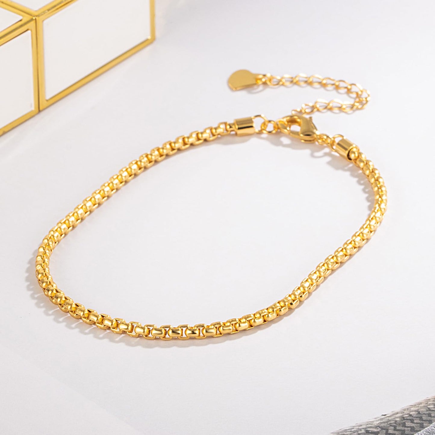 Dankadi Women 925 Sterling Silver Anklets Bracelet Men Simple Chopin/Box Chain/Twist Rope Chain Summer Beach Foot 24k Gold Plated Jewelry Gift