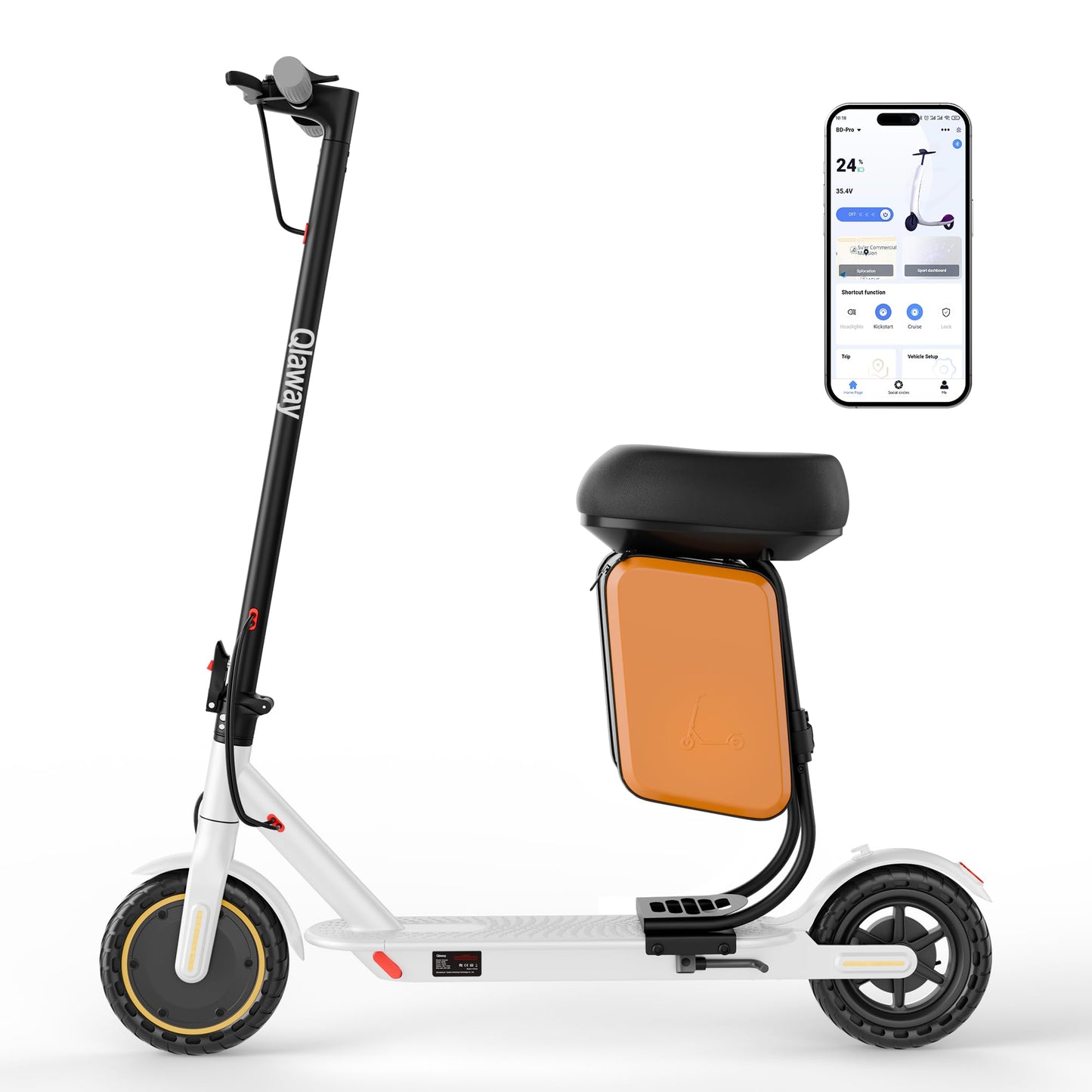 Electric Scooter for Adults, 350W/500W Motor, 16-22 Miles Range, 8.5"/10" Solid Tires, Dual Braking & Suspension, Folding Portable Commuting E-Scooter with App