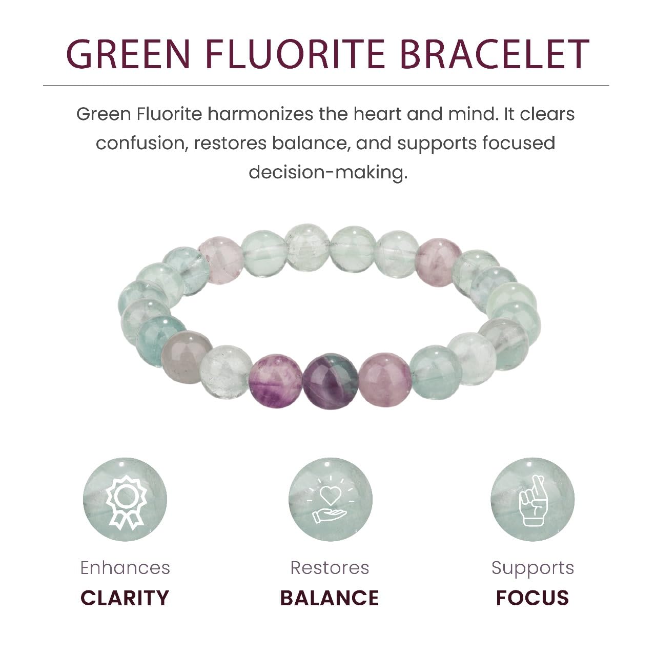 Crystal Vibe Handmade Natural Amethyst Bracelet for Women - Stretchable 8mm Bead Bracelet - Adjustable size Crystal Bracelet for Women