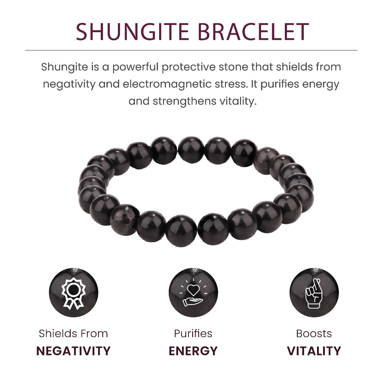 Crystal Vibe Handmade Natural Amethyst Bracelet for Women - Stretchable 8mm Bead Bracelet - Adjustable size Crystal Bracelet for Women