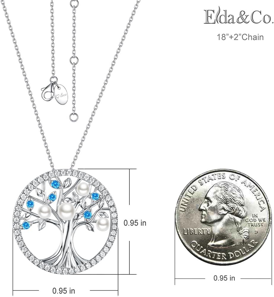 Tree of Life Necklace Birthday Gifts for Wife Mom January February Birthstones Necklace Garnet Amethyst and More Stones Jewelry 925 Sterling Silver