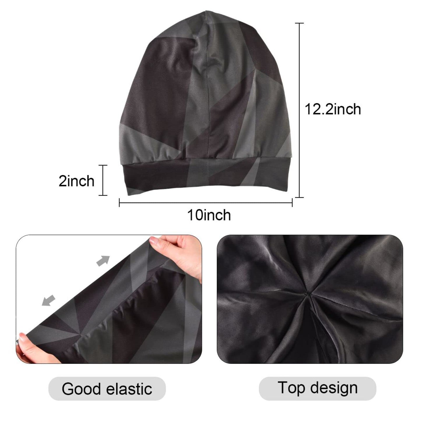 Satin Bonnet Lined Sleep Cap Hair Wrap Cover Slouchy Beanie for Curly Hair Protection for Gifts for Men Women Dark Blue Stars