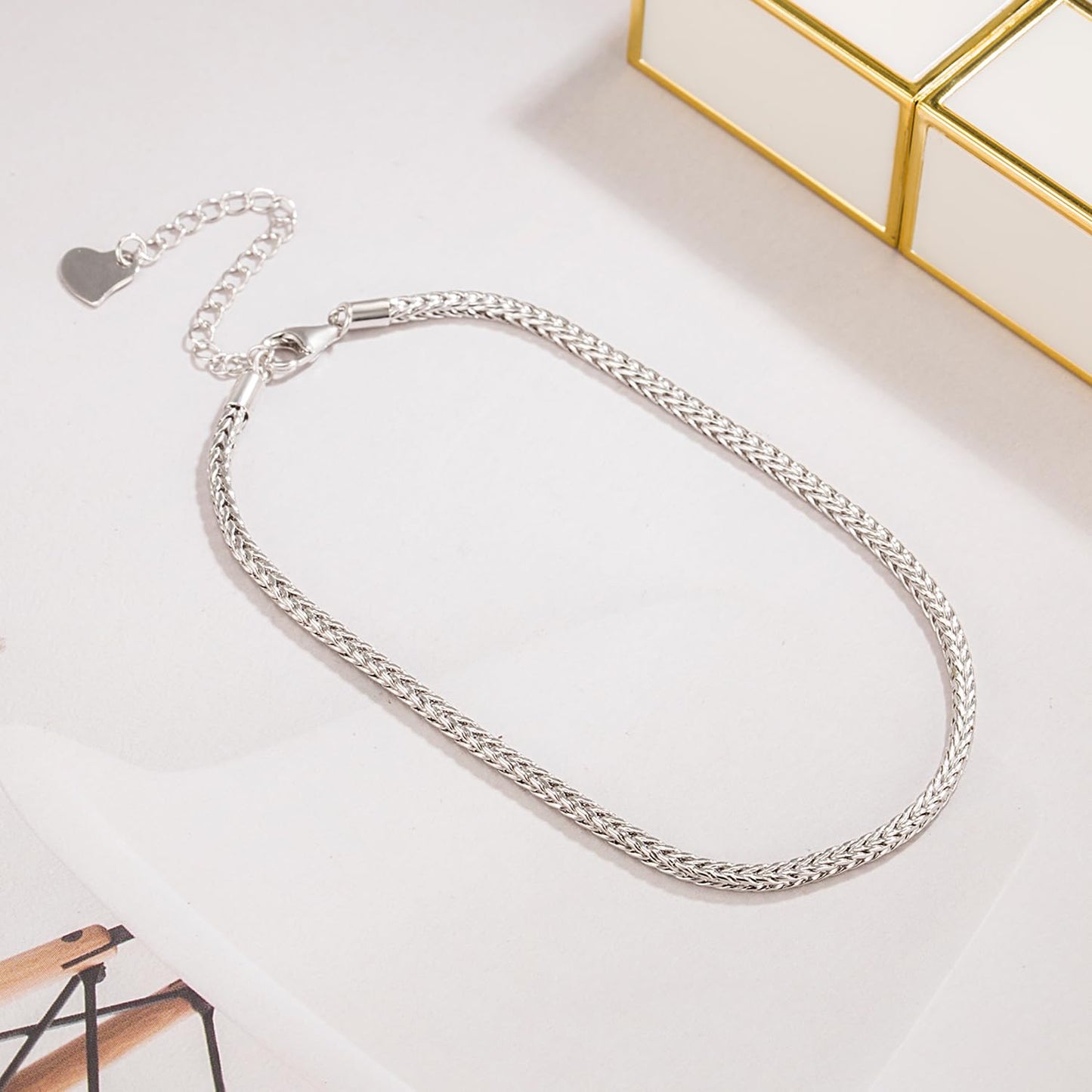 Dankadi Women 925 Sterling Silver Anklets Bracelet Men Simple Chopin/Box Chain/Twist Rope Chain Summer Beach Foot 24k Gold Plated Jewelry Gift