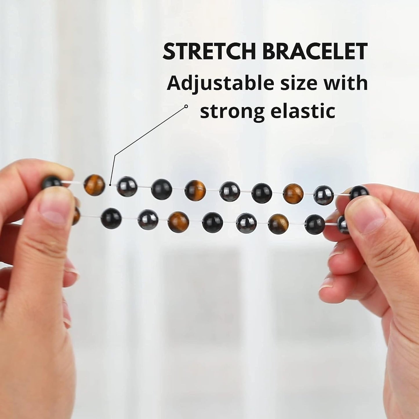 Crystal Vibe Handmade Natural Amethyst Bracelet for Women - Stretchable 8mm Bead Bracelet - Adjustable size Crystal Bracelet for Women