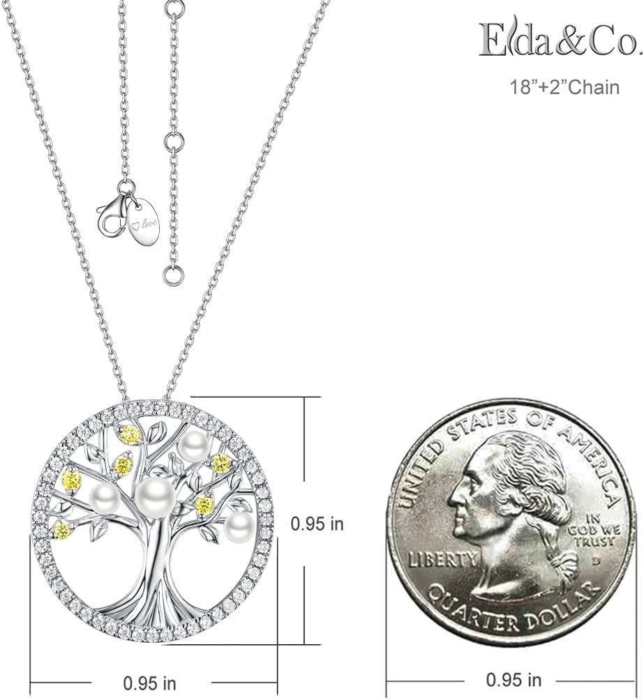 Tree of Life Necklace Birthday Gifts for Wife Mom January February Birthstones Necklace Garnet Amethyst and More Stones Jewelry 925 Sterling Silver