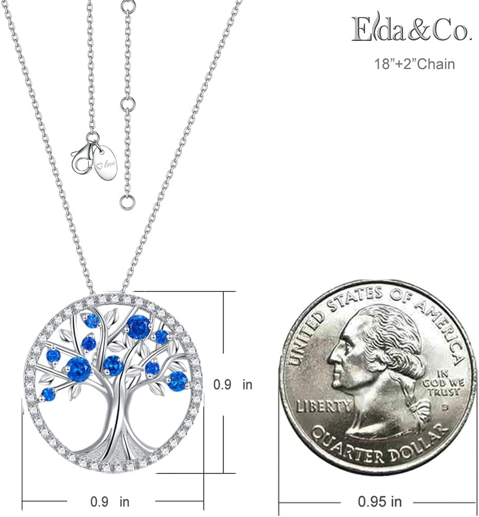 Tree of Life Necklace Birthday Gifts for Wife Mom January February Birthstones Necklace Garnet Amethyst and More Stones Jewelry 925 Sterling Silver