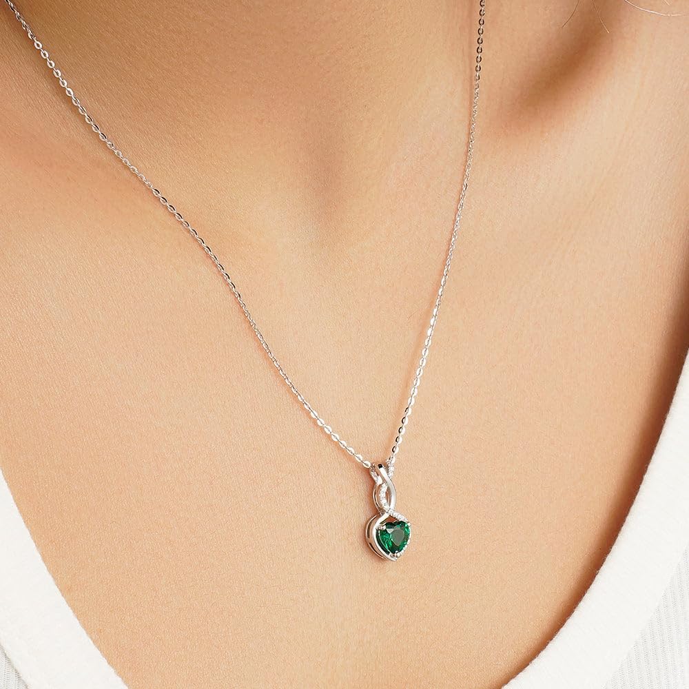 MSBLUE® 1 CT. Lab Created Heart-Shaped Aquamarine Infinity Pendant, 14K White Gold Vermeil