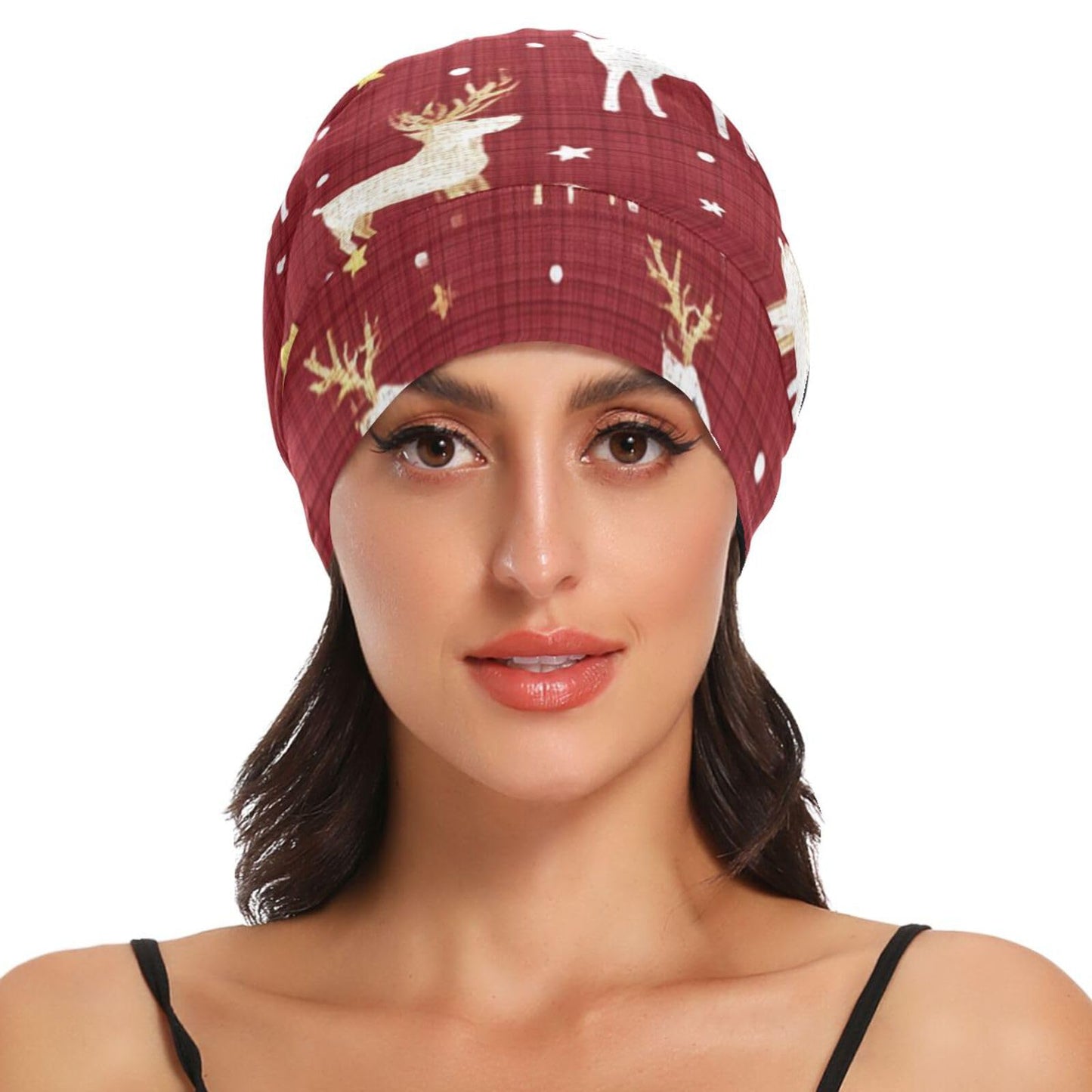 Satin Bonnet Lined Sleep Cap Hair Wrap Cover Slouchy Beanie for Curly Hair Protection for Gifts for Men Women Dark Blue Stars