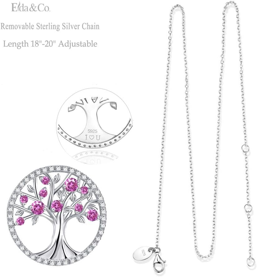 Tree of Life Necklace Birthday Gifts for Wife Mom January February Birthstones Necklace Garnet Amethyst and More Stones Jewelry 925 Sterling Silver