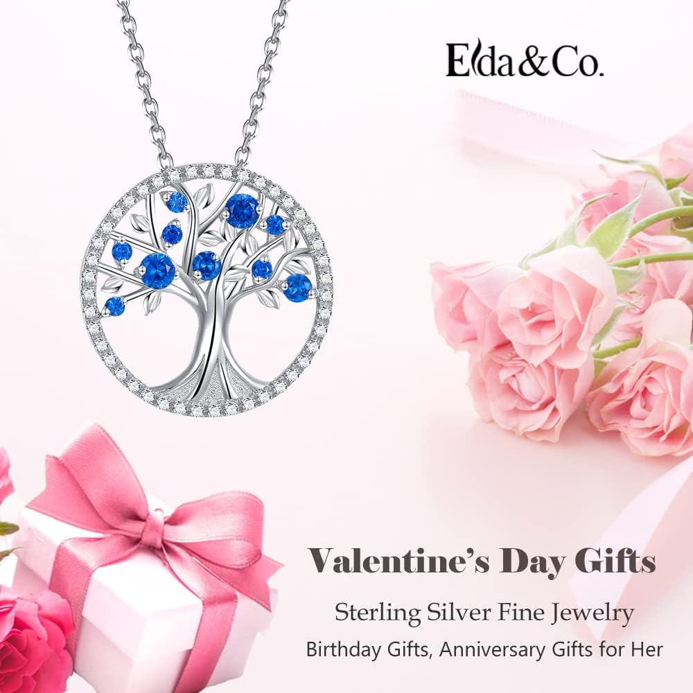 Tree of Life Necklace Birthday Gifts for Wife Mom January February Birthstones Necklace Garnet Amethyst and More Stones Jewelry 925 Sterling Silver