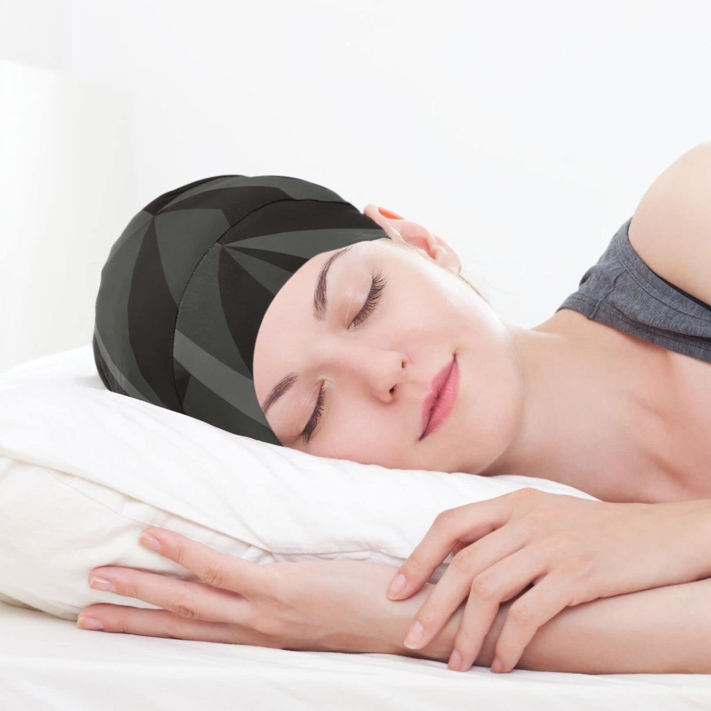 Satin Bonnet Lined Sleep Cap Hair Wrap Cover Slouchy Beanie for Curly Hair Protection for Gifts for Men Women Dark Blue Stars