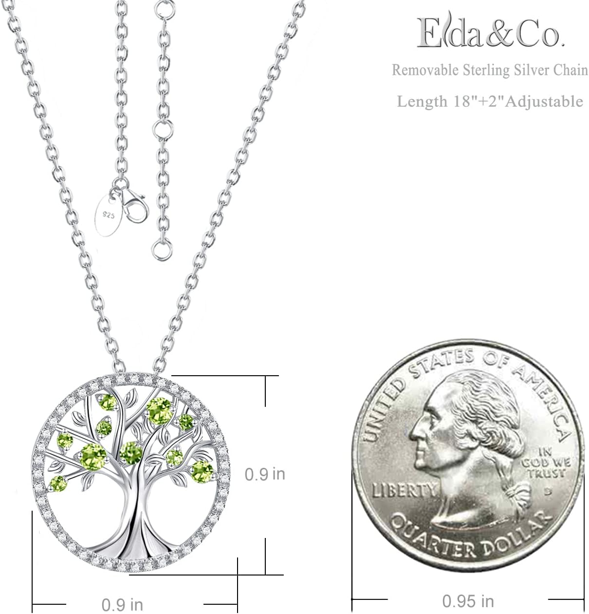 Tree of Life Necklace Birthday Gifts for Wife Mom January February Birthstones Necklace Garnet Amethyst and More Stones Jewelry 925 Sterling Silver