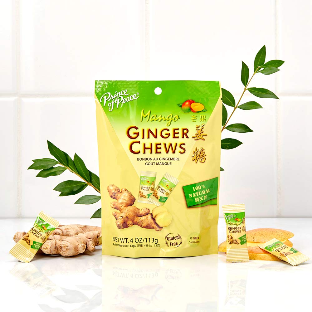 Prince of Peace Ginger Chews With Lemon, 4 oz. Candied Ginger Lemon Candy - 2 Pack