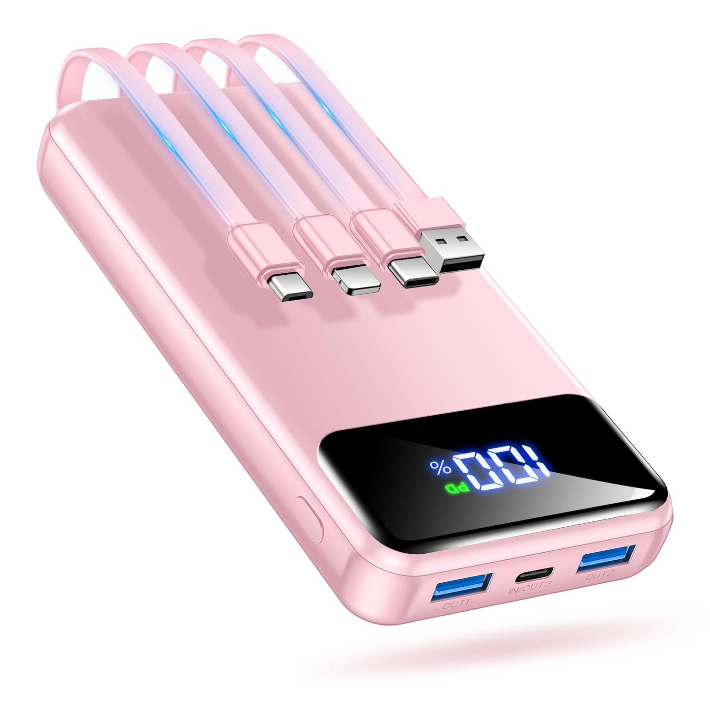 Portable Charger Power Bank 50000mAh Battery Pack, 22.5W Fast Charging PowerBank with Built in Cables,Travel Essential USB-C Portable Phone Charger for iPhone Samsung Pixel Android iPad-Blue