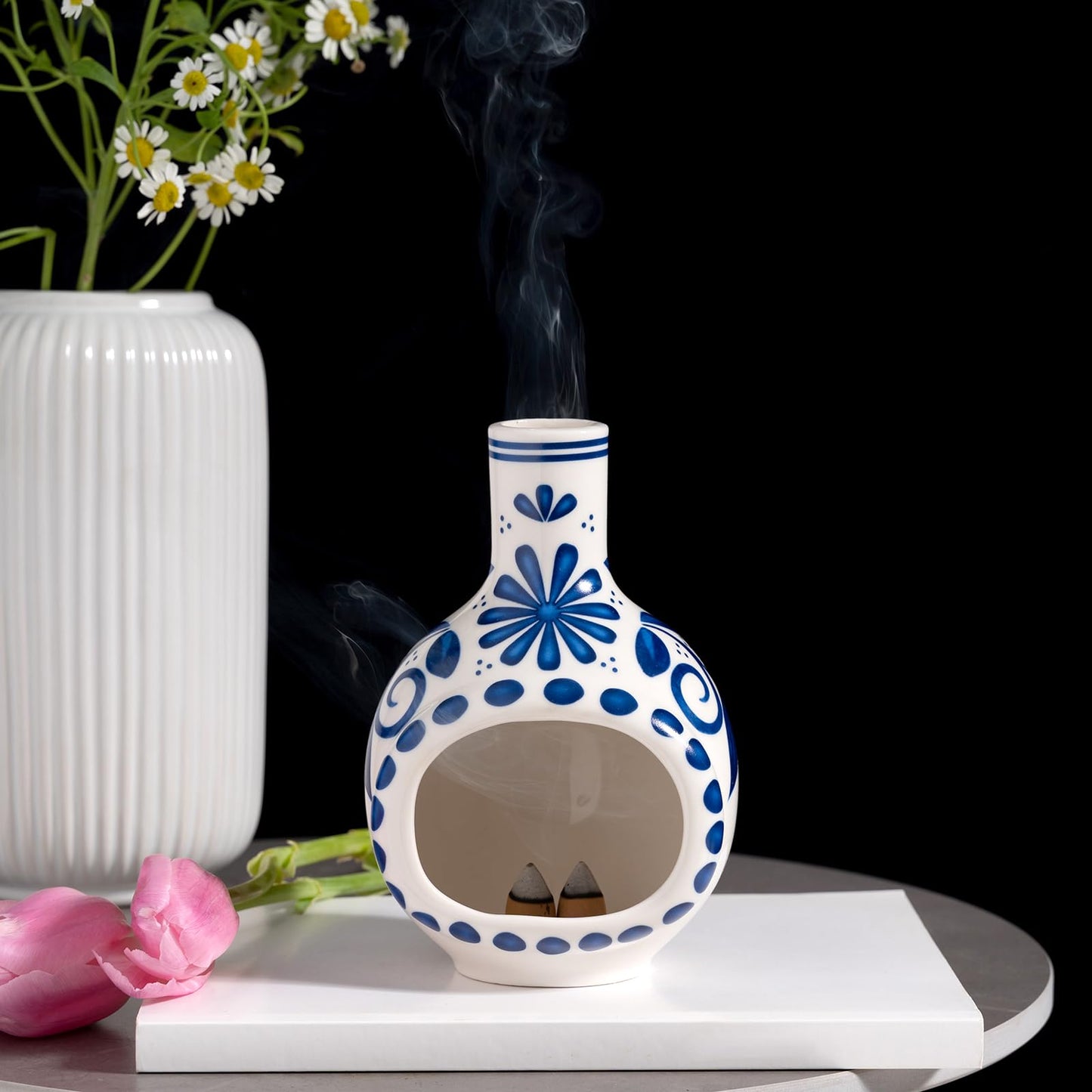 Handmade Ceramic Palo Santo Holder Burner - Mini Chimenea Incense Dish for Palo Santo and Sticks - Sage Holder for Meditation Decor