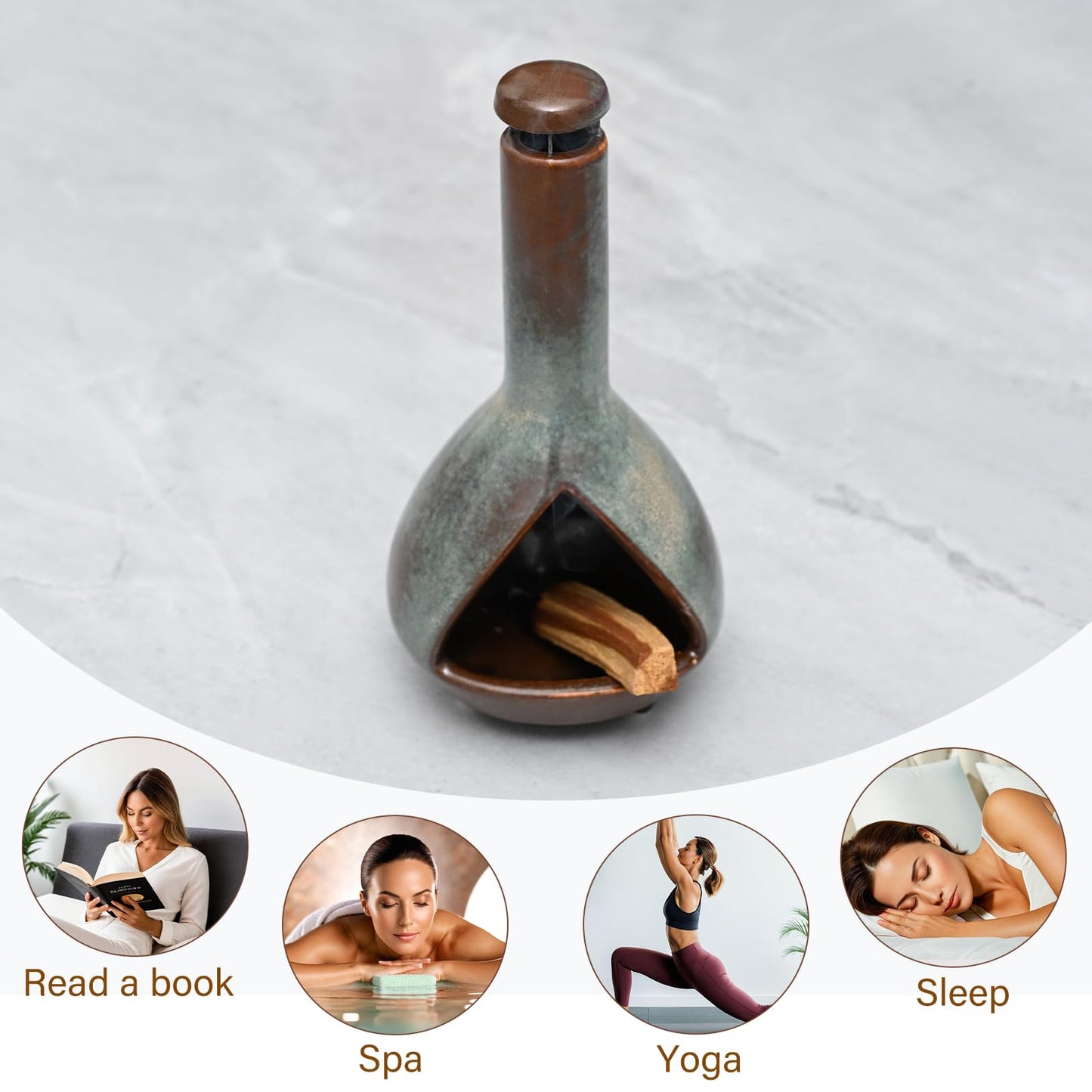 Handmade Ceramic Palo Santo Holder Burner - Mini Chimenea Incense Dish for Palo Santo and Sticks - Sage Holder for Meditation Decor