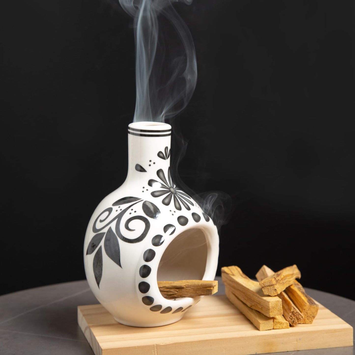 Handmade Ceramic Palo Santo Holder Burner - Mini Chimenea Incense Dish for Palo Santo and Sticks - Sage Holder for Meditation Decor