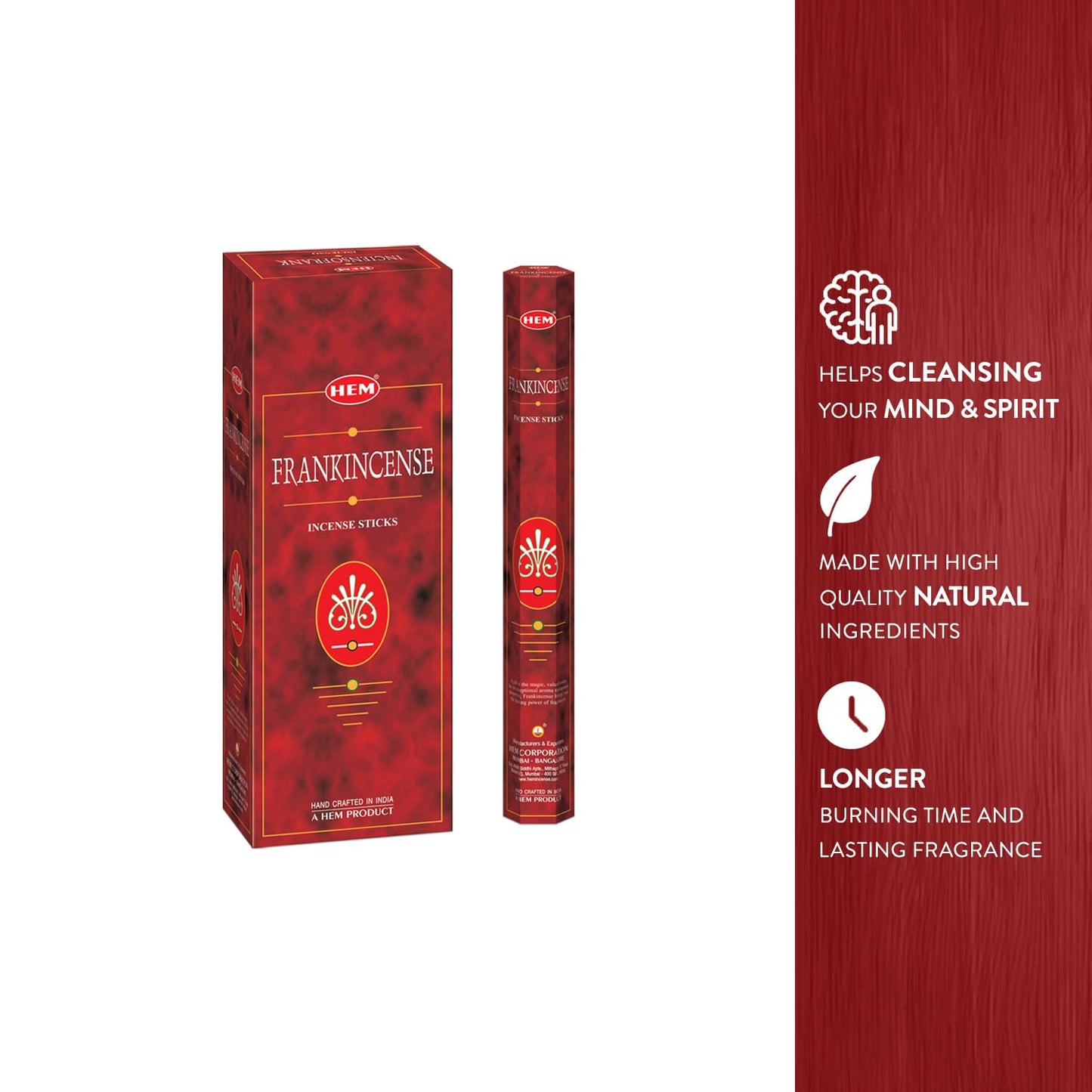 Hem Frankincense Myrrh Incense Sticks - 120 Count | Natural Air Purifying Aromatherapy | Calming and Cleansing Fragrance | Perfect for Meditation and Relaxation | Long-Lasting Burn.