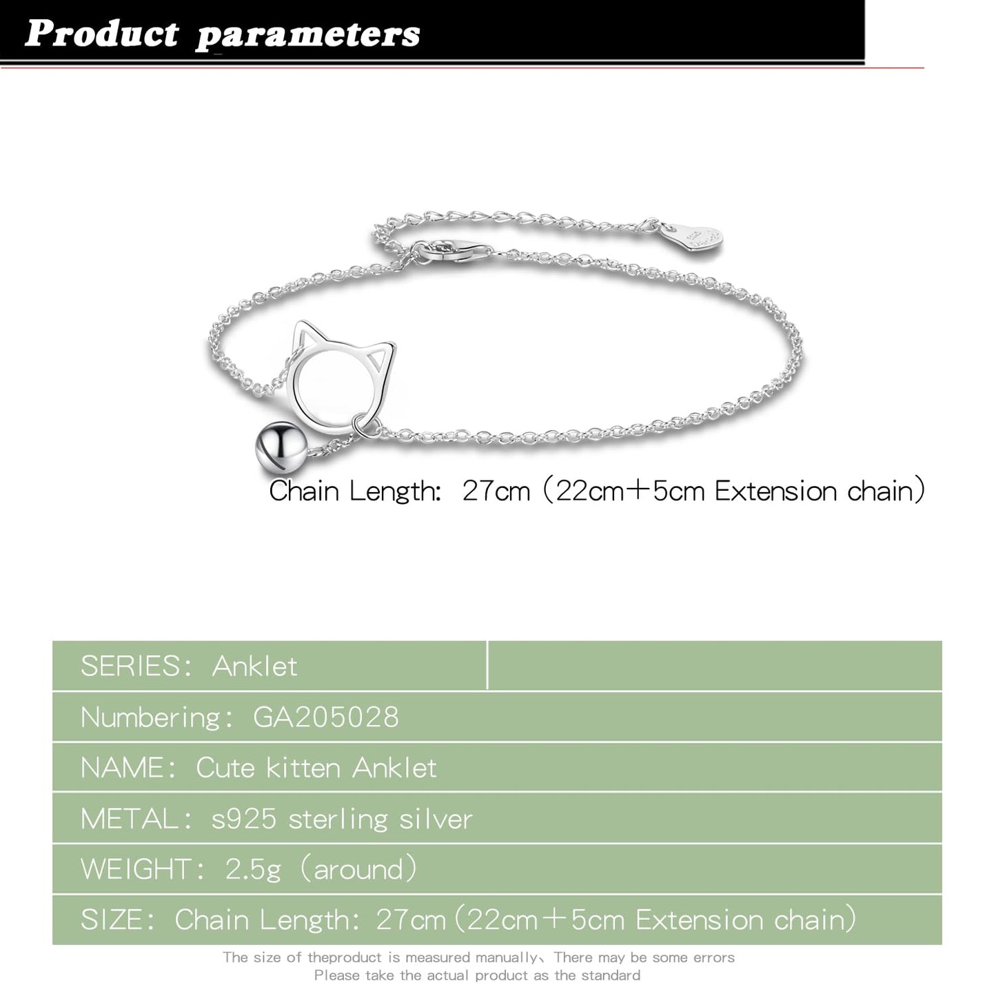 Dankadi Women 925 Sterling Silver Anklet Bracelets Cute Cat/Bell Pendant Chain Beach Anklet Bracelet Boho Adjustable Size Anklet Jewelry Gift for her