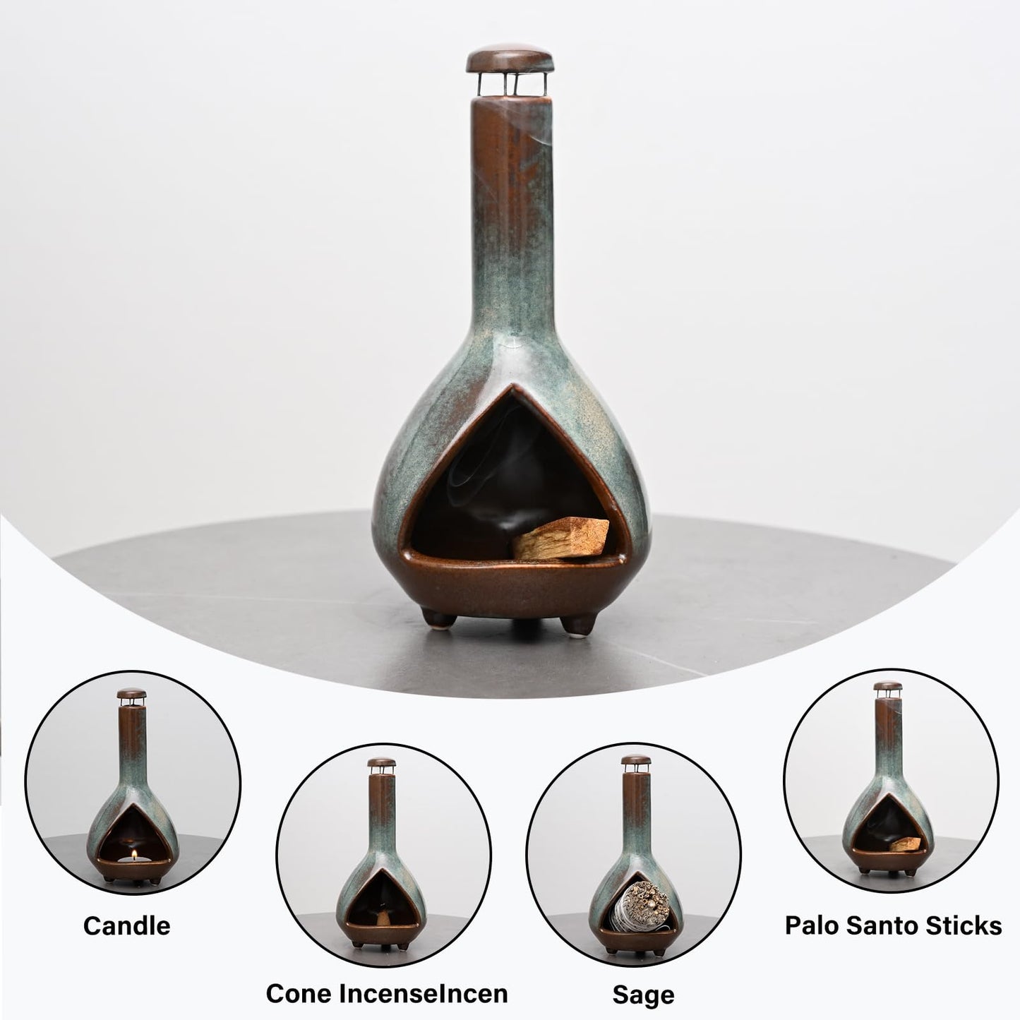 Handmade Ceramic Palo Santo Holder Burner - Mini Chimenea Incense Dish for Palo Santo and Sticks - Sage Holder for Meditation Decor