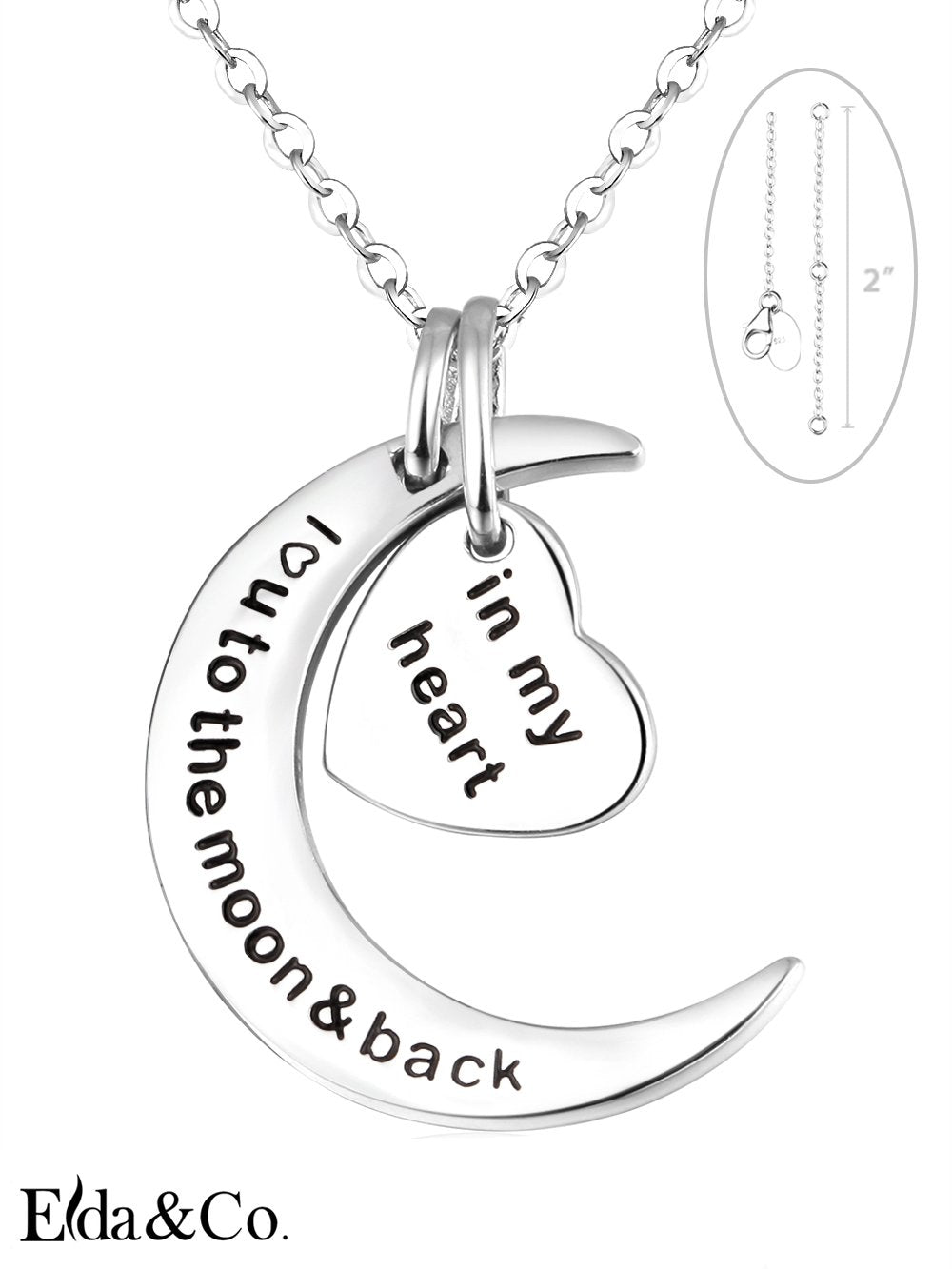 I Love You to the Moon and Back Half Moon Necklace Jewelry Birthday Gifts Mom Wife January February Birthstones Garnet Amethyst and More Stones 925 Sterling Silver