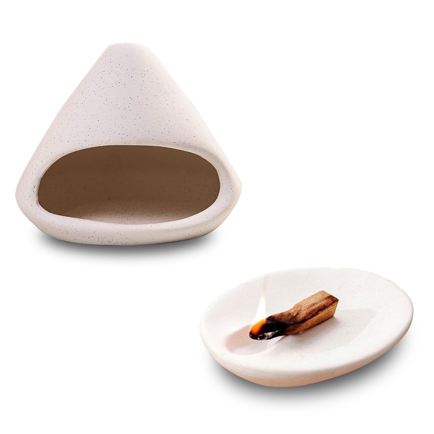 Set of 2 Ceramic Incense Burner Palo Santo Holder for Burning Sage Sticks Burning Bowl for Women Meditation Spiritual Decor(Brownness)