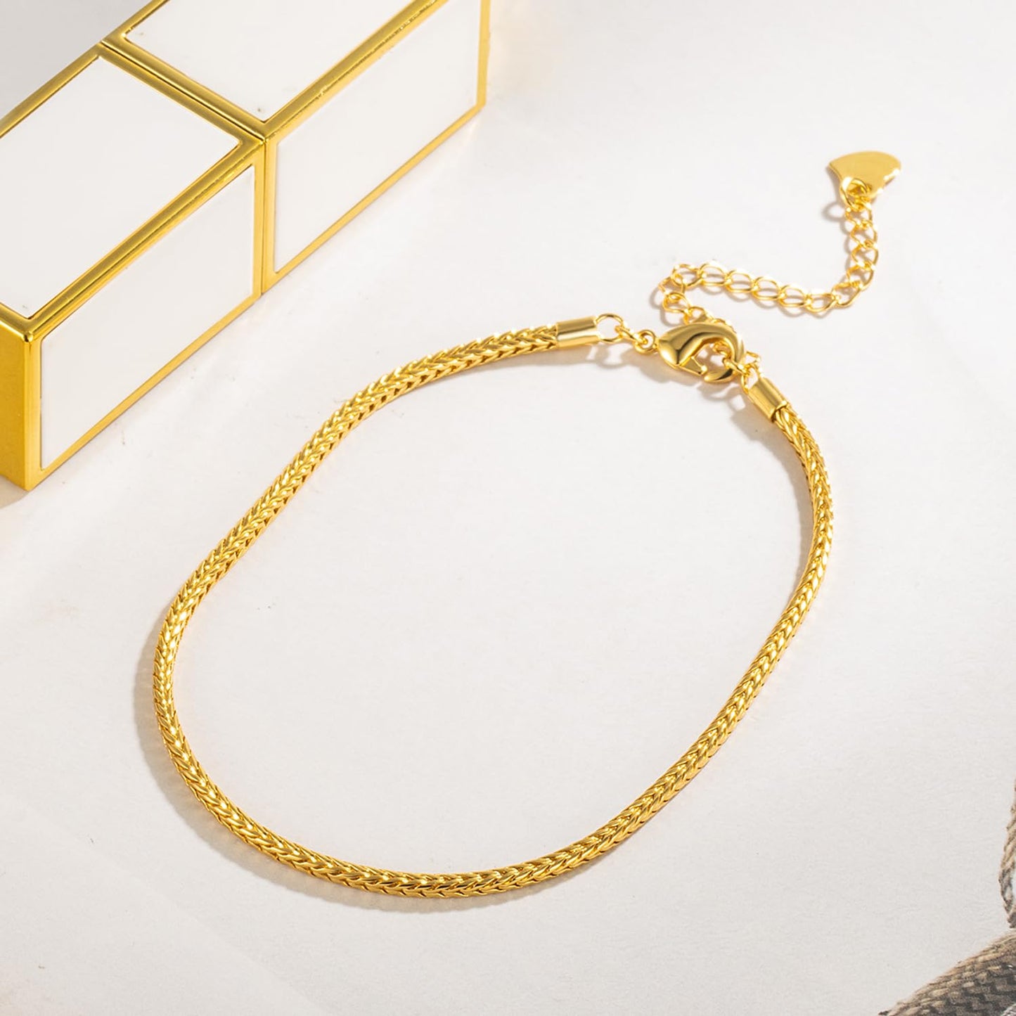 Dankadi Women 925 Sterling Silver Anklets Bracelet Men Simple Chopin/Box Chain/Twist Rope Chain Summer Beach Foot 24k Gold Plated Jewelry Gift