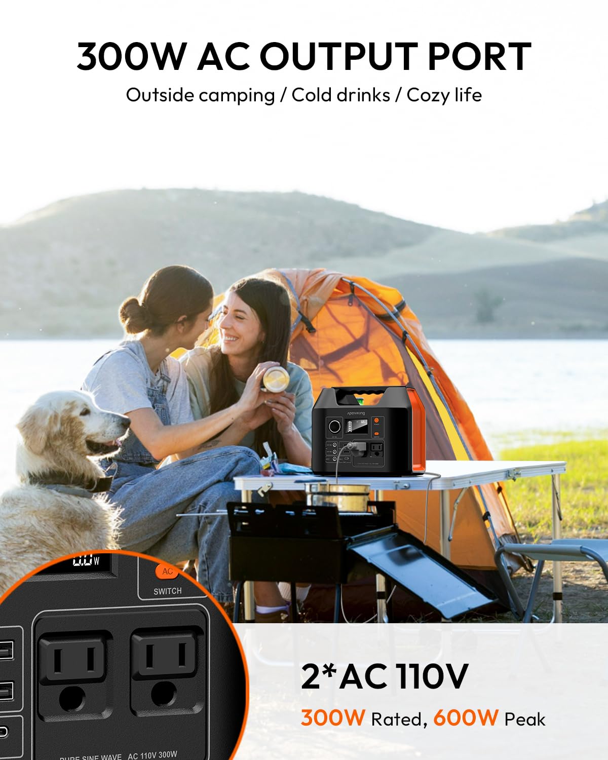 Solar Powered Generator 300W Rated, Portable Solar Generator Power Station with Solar Panels 40W Included, 220Wh Sola Power Bank with AC Outlet 110V Pure Sine Wave for Home Use Camping Outdoor